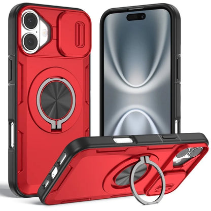 2-in-1 Magnetic Sliding Lens Case, Red for iPhone 16 V1293-MCHHHS-16