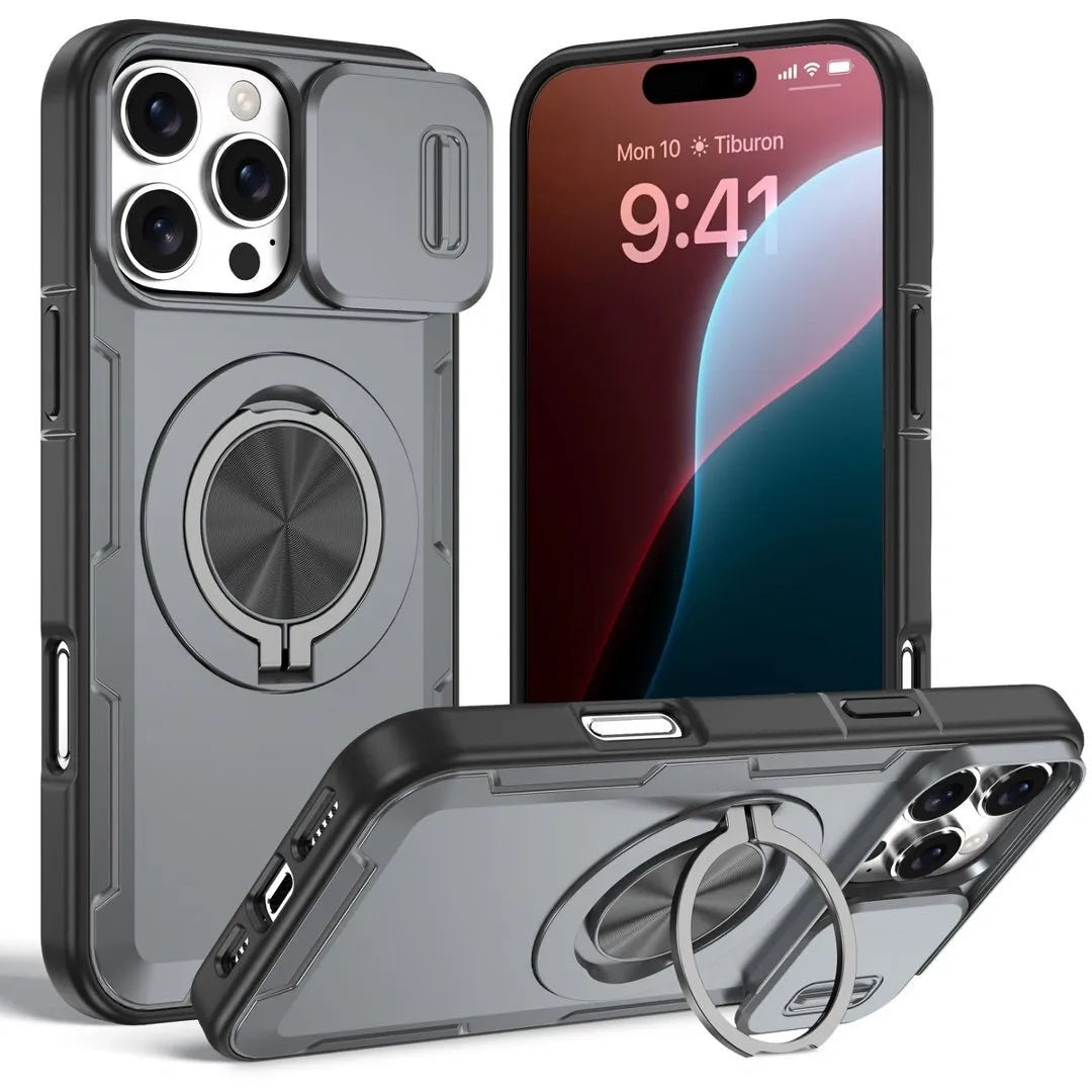 2-in-1 Magnetic Sliding Lens Case, Grey for iPhone 16 Pro Max V1293-MCHHHS-16PM