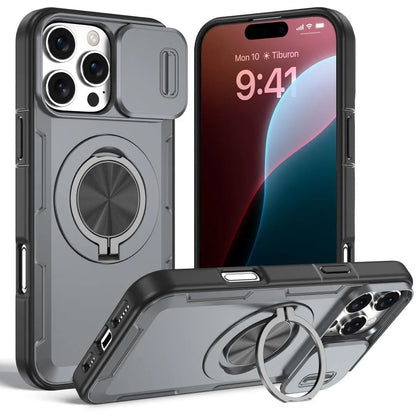 2-in-1 Magnetic Sliding Lens Case, Grey for iPhone 16 Pro Max V1293-MCHHHS-16PM