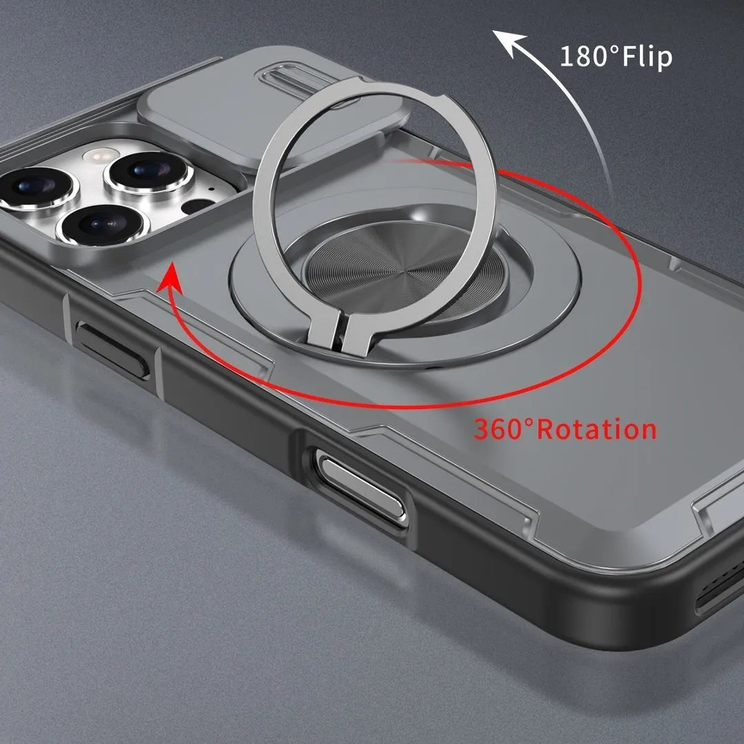 2-in-1 Magnetic Sliding Lens Case, Grey for iPhone 16 Pro Max V1293-MCHHHS-16PM