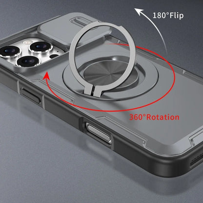 2-in-1 Magnetic Sliding Lens Case, Grey for iPhone 16 Pro Max V1293-MCHHHS-16PM