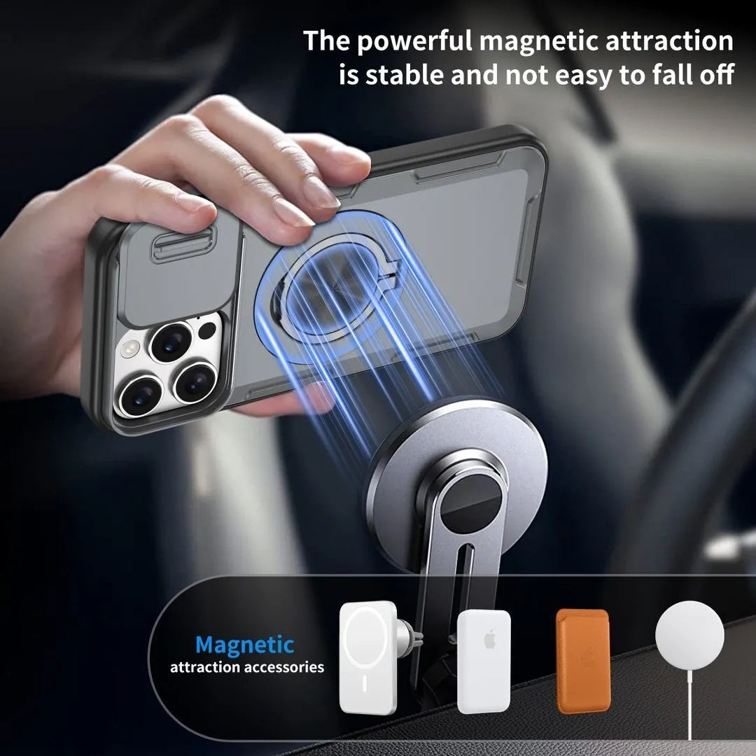 2-in-1 Magnetic Sliding Lens Case, Grey for iPhone 16 Pro Max V1293-MCHHHS-16PM