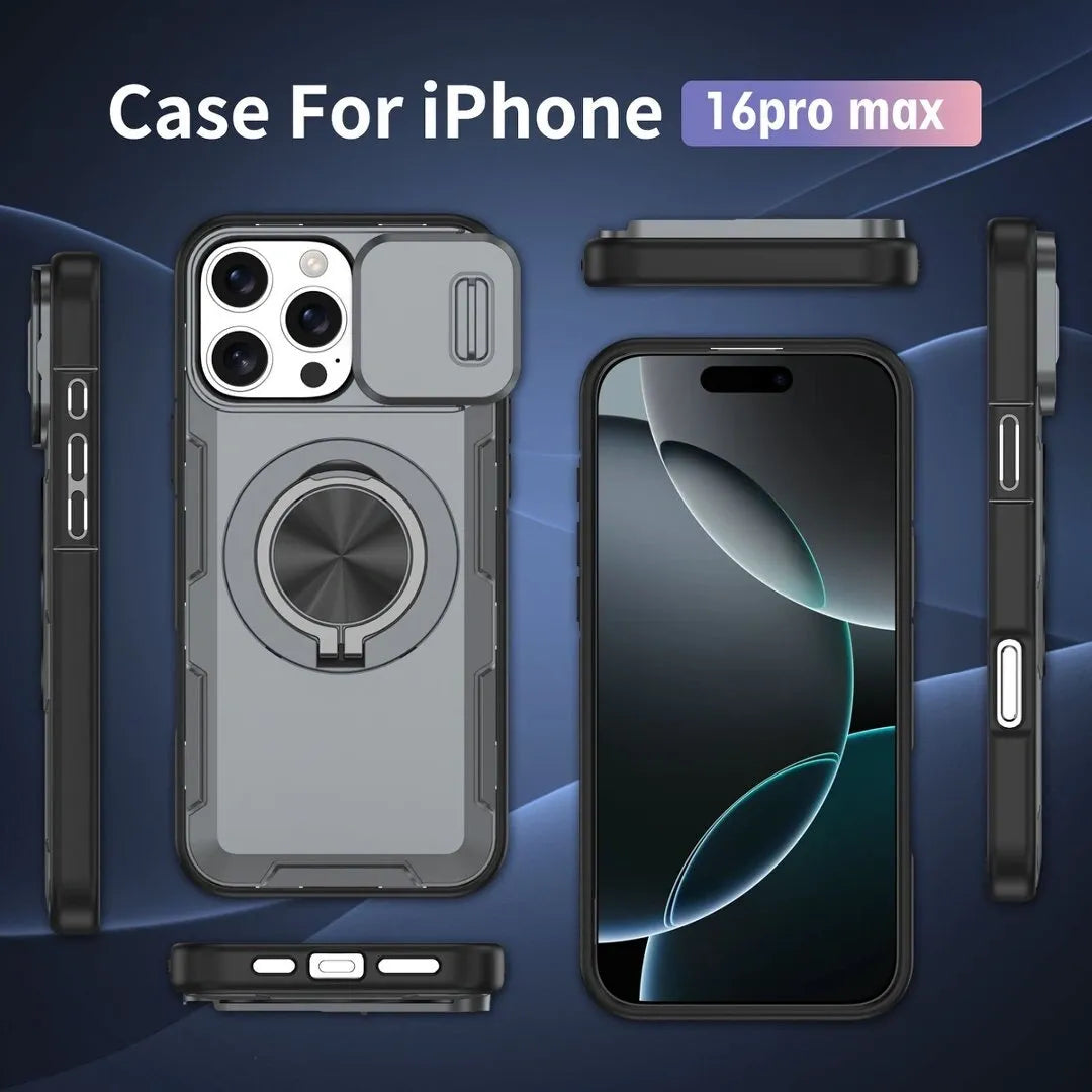 2-in-1 Magnetic Sliding Lens Case, Grey for iPhone 16 Pro Max V1293-MCHHHS-16PM
