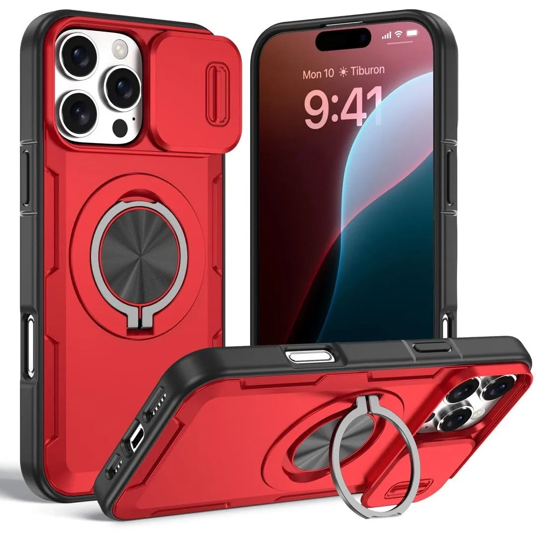 2-in-1 Magnetic Sliding Lens Case, Red for iPhone 16 Pro V1293-MCHHHS-16PROO