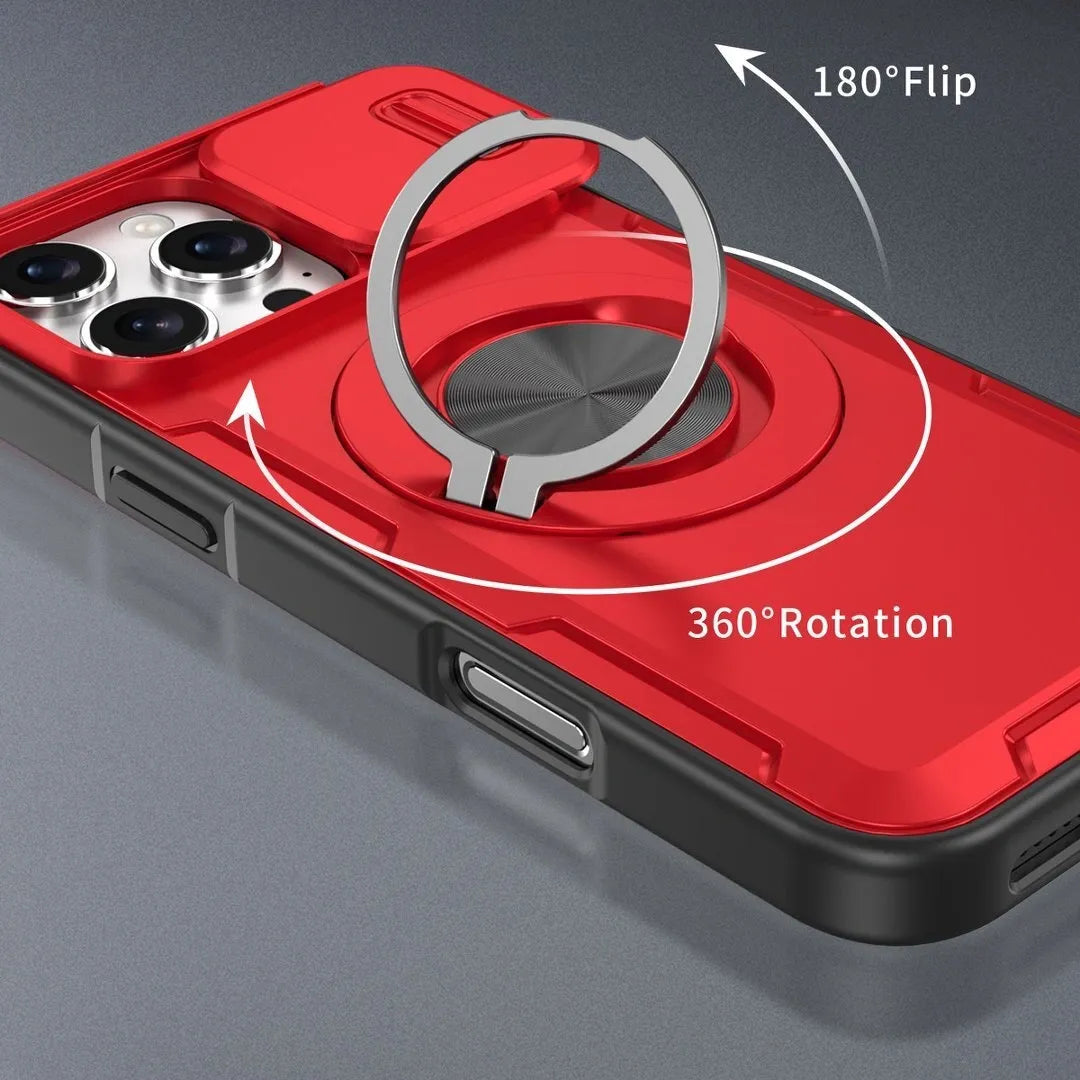 2-in-1 Magnetic Sliding Lens Case, Red for iPhone 16 Pro V1293-MCHHHS-16PROO