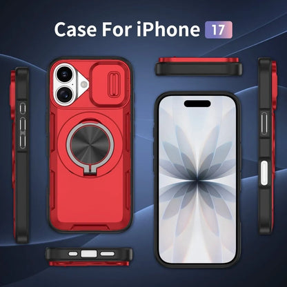 2-in-1 Magnetic Sliding Lens Case, Red for iPhone 17 V1293-MCHHHS-17