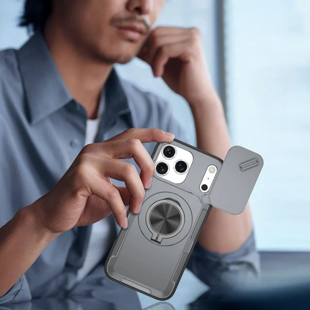 2-in-1 Magnetic Sliding Lens Case, Grey for iPhone 17 Pro Max V1293-MCHHHS-17PM