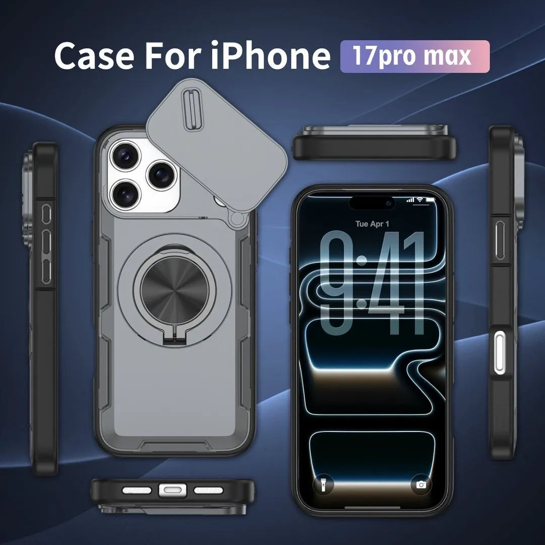 2-in-1 Magnetic Sliding Lens Case, Grey for iPhone 17 Pro Max V1293-MCHHHS-17PM