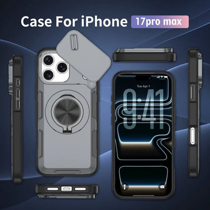 2-in-1 Magnetic Sliding Lens Case, Grey for iPhone 17 Pro Max V1293-MCHHHS-17PM