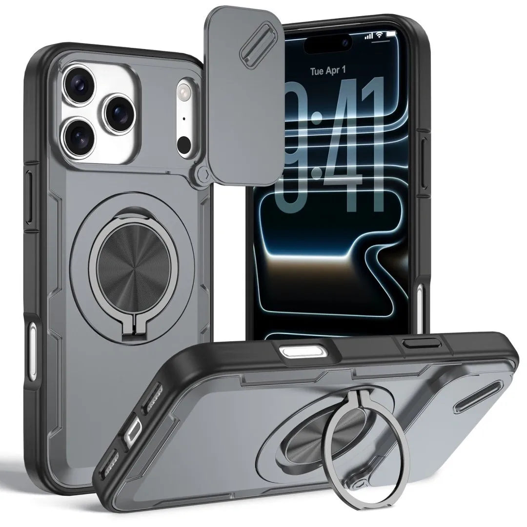 2-in-1 Magnetic Sliding Lens Case, Grey for iPhone 17 Pro V1293-MCHHHS-17PRO