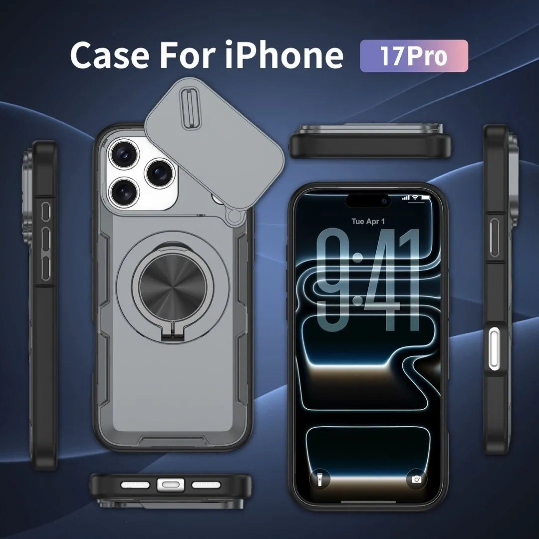 2-in-1 Magnetic Sliding Lens Case, Grey for iPhone 17 Pro V1293-MCHHHS-17PRO