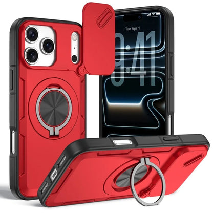 2-in-1 Magnetic Sliding Lens Case, Red for iPhone 17 Pro V1293-MCHHHS-17PROO