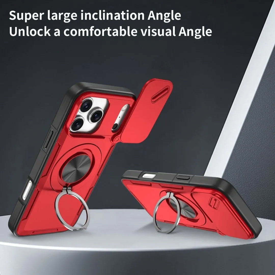 2-in-1 Magnetic Sliding Lens Case, Red for iPhone 17 Pro V1293-MCHHHS-17PROO