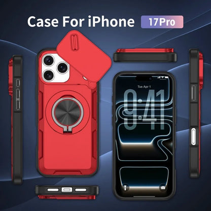 2-in-1 Magnetic Sliding Lens Case, Red for iPhone 17 Pro V1293-MCHHHS-17PROO