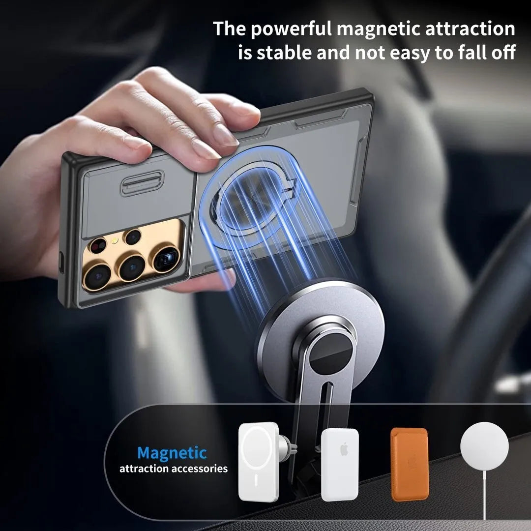 2-in-1 Magnetic Sliding Lens Case, Grey for Samsung S24Ultra V1293-MCHHHS-24U