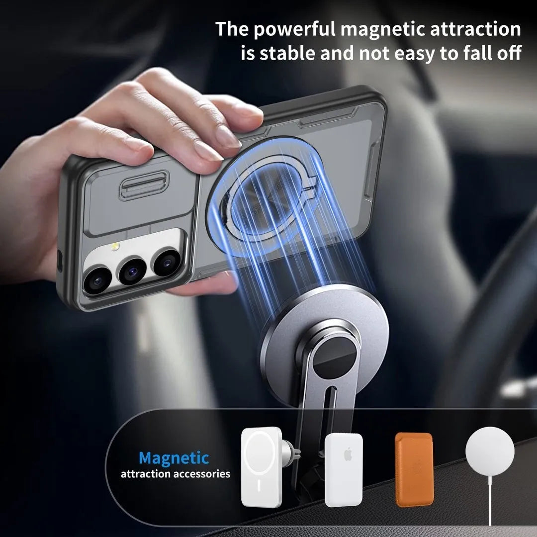 2-in-1 Magnetic Sliding Lens Case, Grey for Samsung S25 V1293-MCHHHS-25