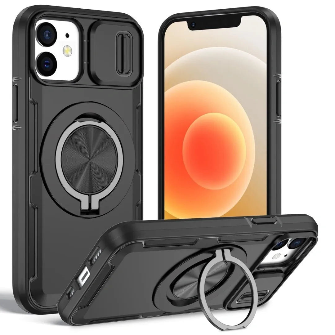 2-in-1 Magnetic Sliding Lens Case, Black for iPhone 12 V1293-MCHHS-12