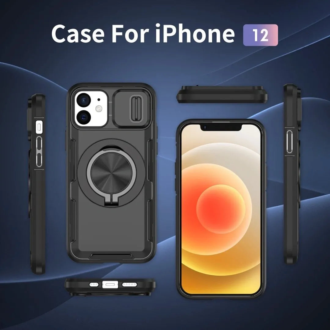 2-in-1 Magnetic Sliding Lens Case, Black for iPhone 12 V1293-MCHHS-12