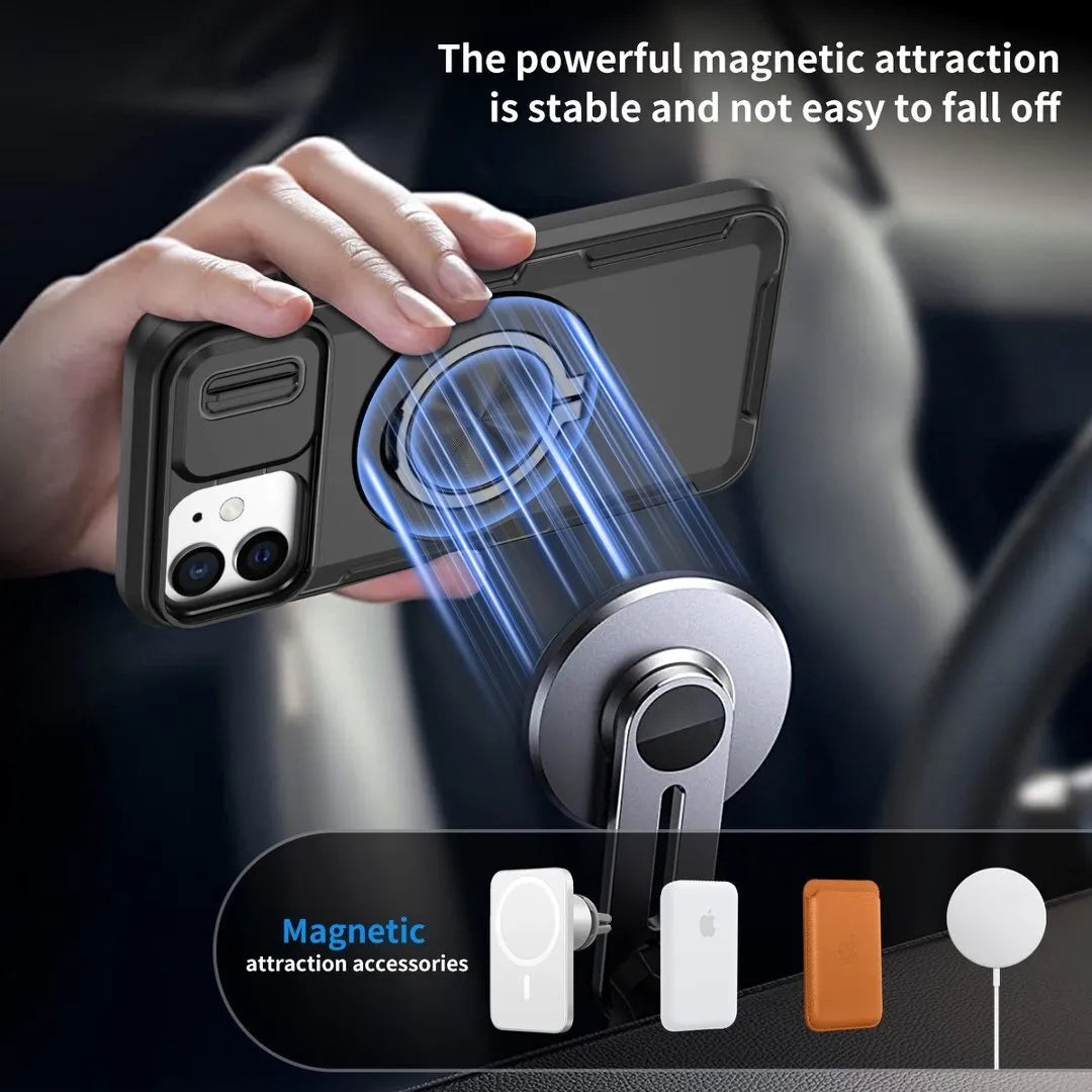 2-in-1 Magnetic Sliding Lens Case, Black for iPhone 12 V1293-MCHHS-12