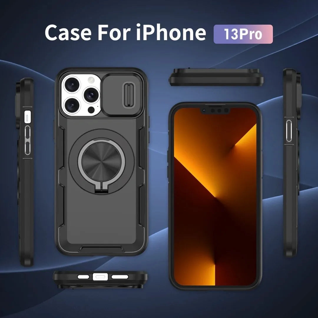 2-in-1 Magnetic Sliding Lens Case, Black for iPhone 13 Pro V1293-MCHHS-13PRO