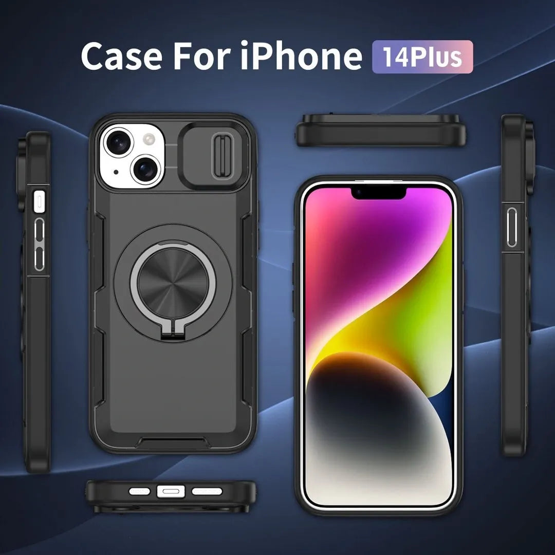 2-in-1 Magnetic Sliding Lens Case, Black for iPhone 14 V1293-MCHHS-14