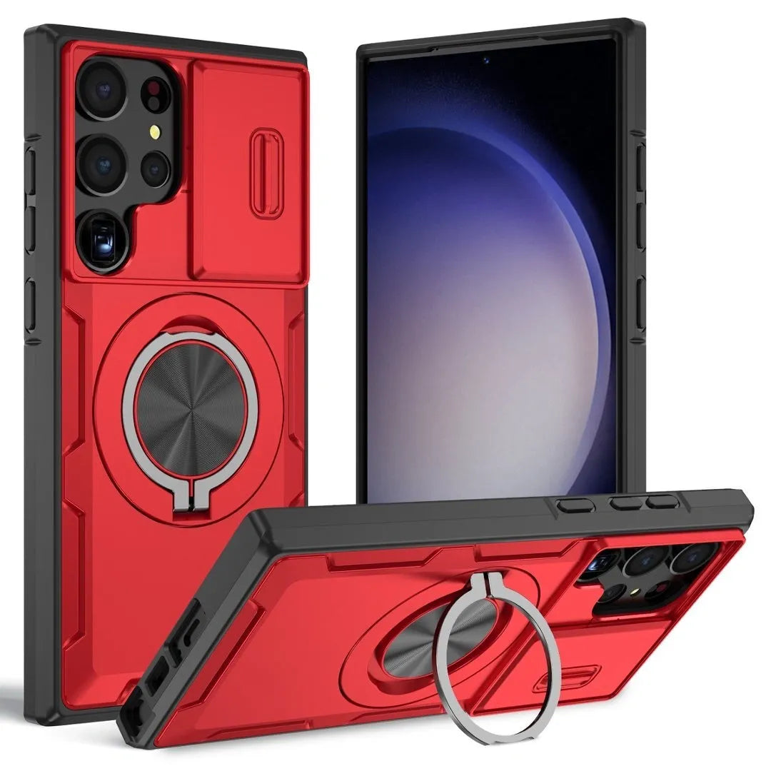 2-in-1 Magnetic Sliding Lens Case, Red for Samsung S23Ultra V1293-MCHHS-23U