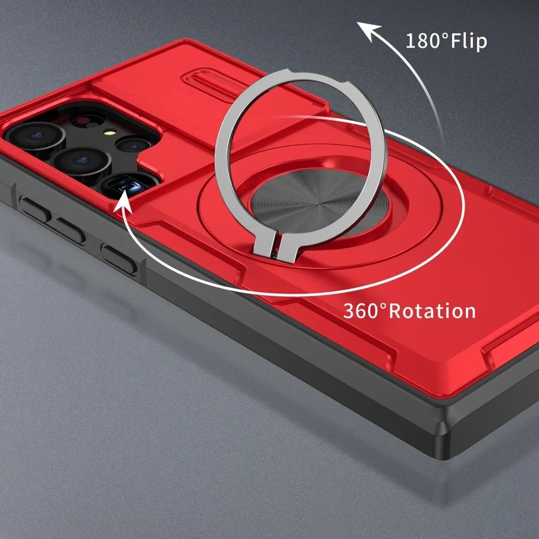 2-in-1 Magnetic Sliding Lens Case, Red for Samsung S23Ultra V1293-MCHHS-23U
