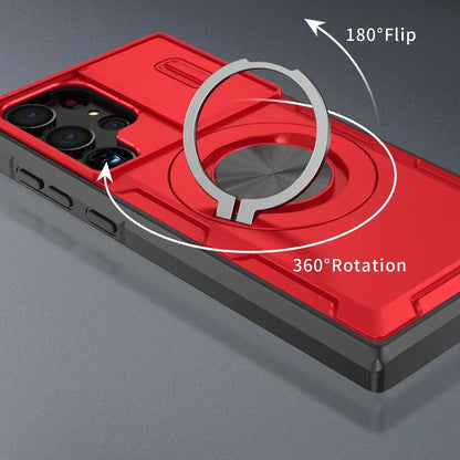 2-in-1 Magnetic Sliding Lens Case, Red for Samsung S23Ultra V1293-MCHHS-23U