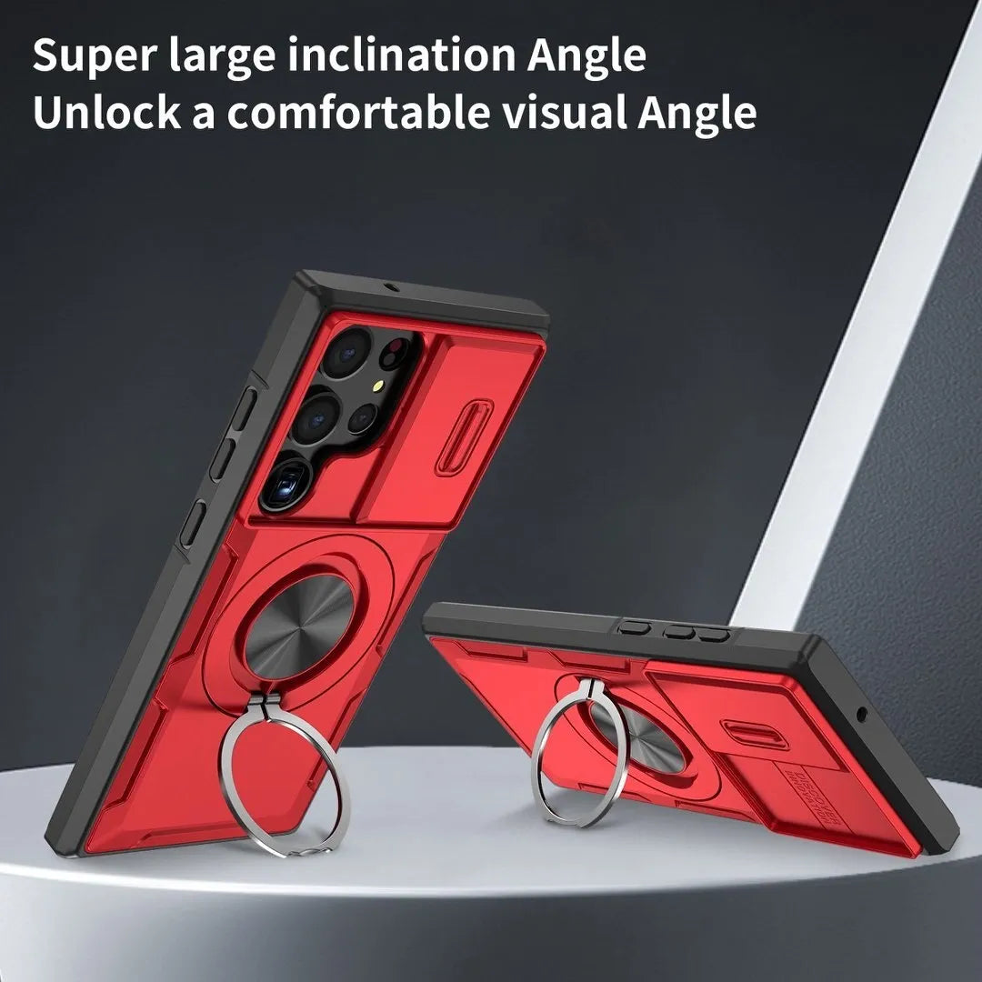 2-in-1 Magnetic Sliding Lens Case, Red for Samsung S23Ultra V1293-MCHHS-23U
