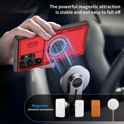 2-in-1 Magnetic Sliding Lens Case, Red for Samsung S23Ultra V1293-MCHHS-23U