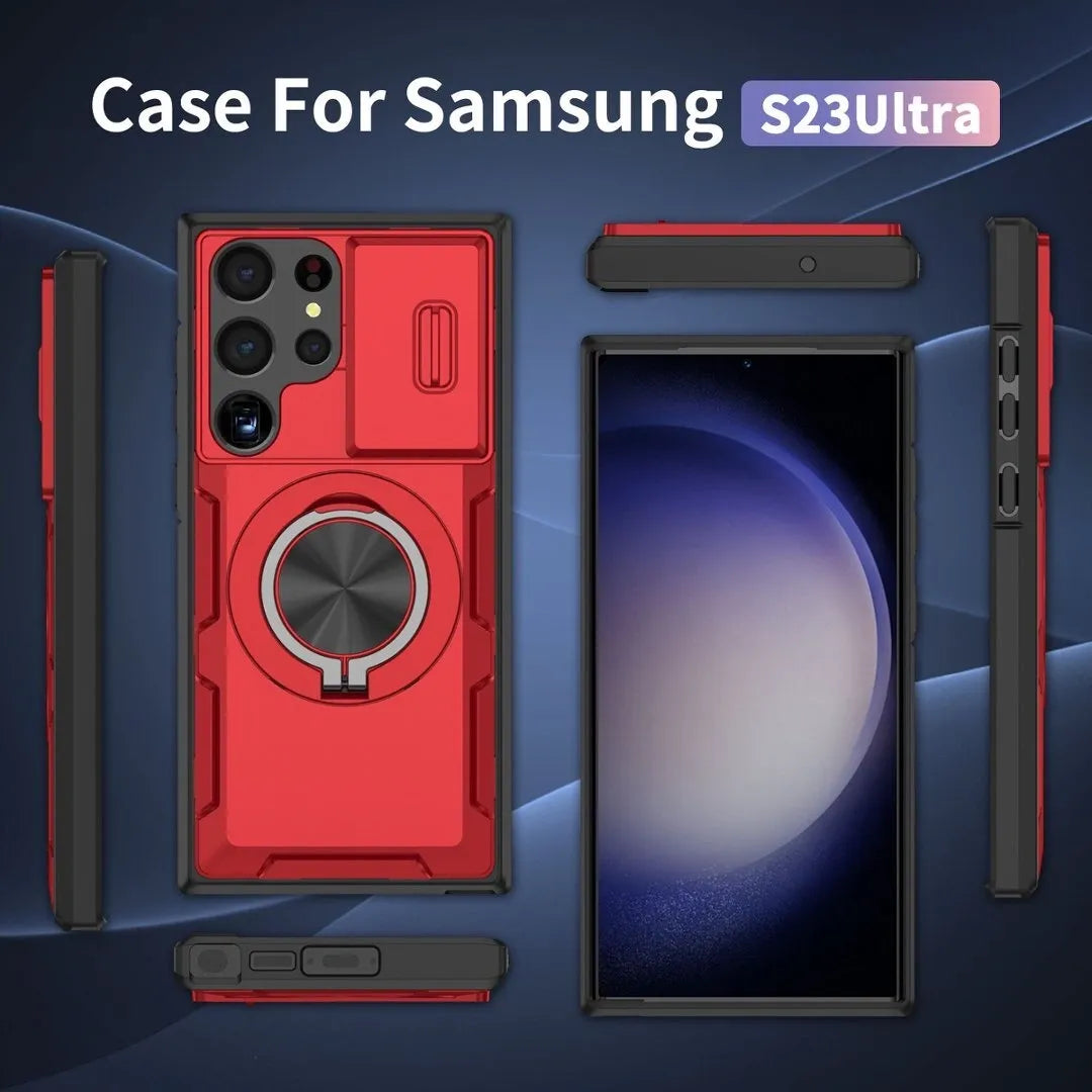 2-in-1 Magnetic Sliding Lens Case, Red for Samsung S23Ultra V1293-MCHHS-23U