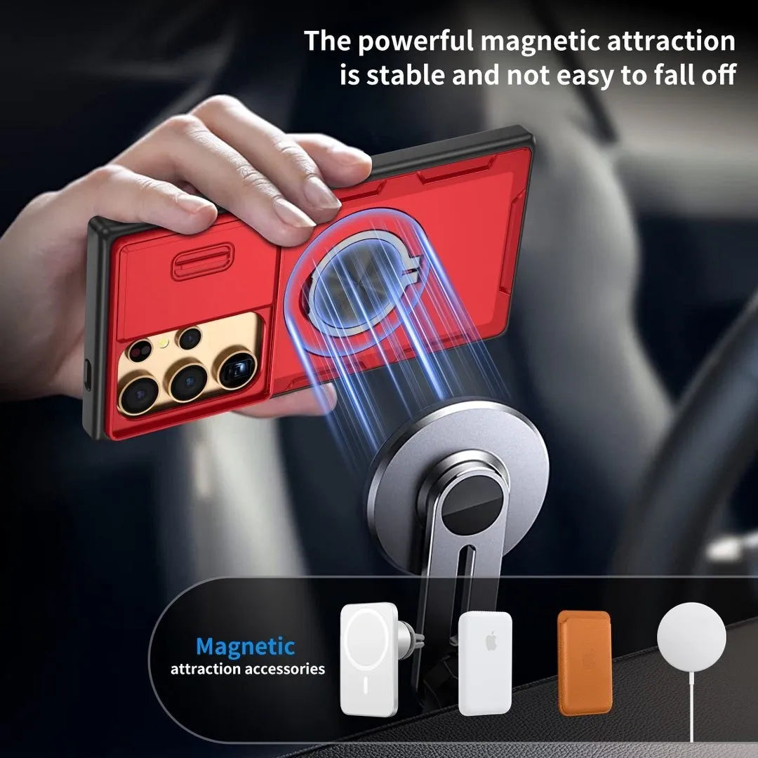 2-in-1 Magnetic Sliding Lens Case, Red for Samsung S24Ultra V1293-MCHHS-24U
