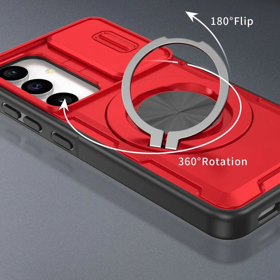2-in-1 Magnetic Sliding Lens Case, Red for Samsung S25 V1293-MCHHS-25