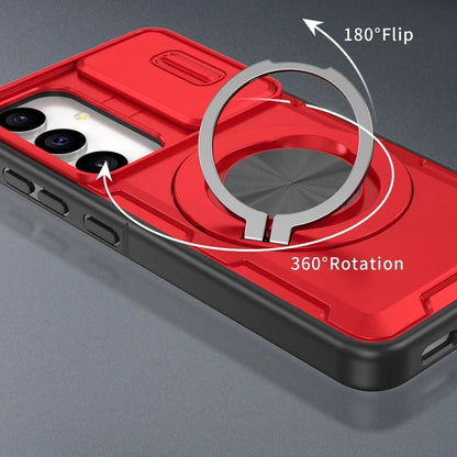 2-in-1 Magnetic Sliding Lens Case, Red for Samsung S25 V1293-MCHHS-25