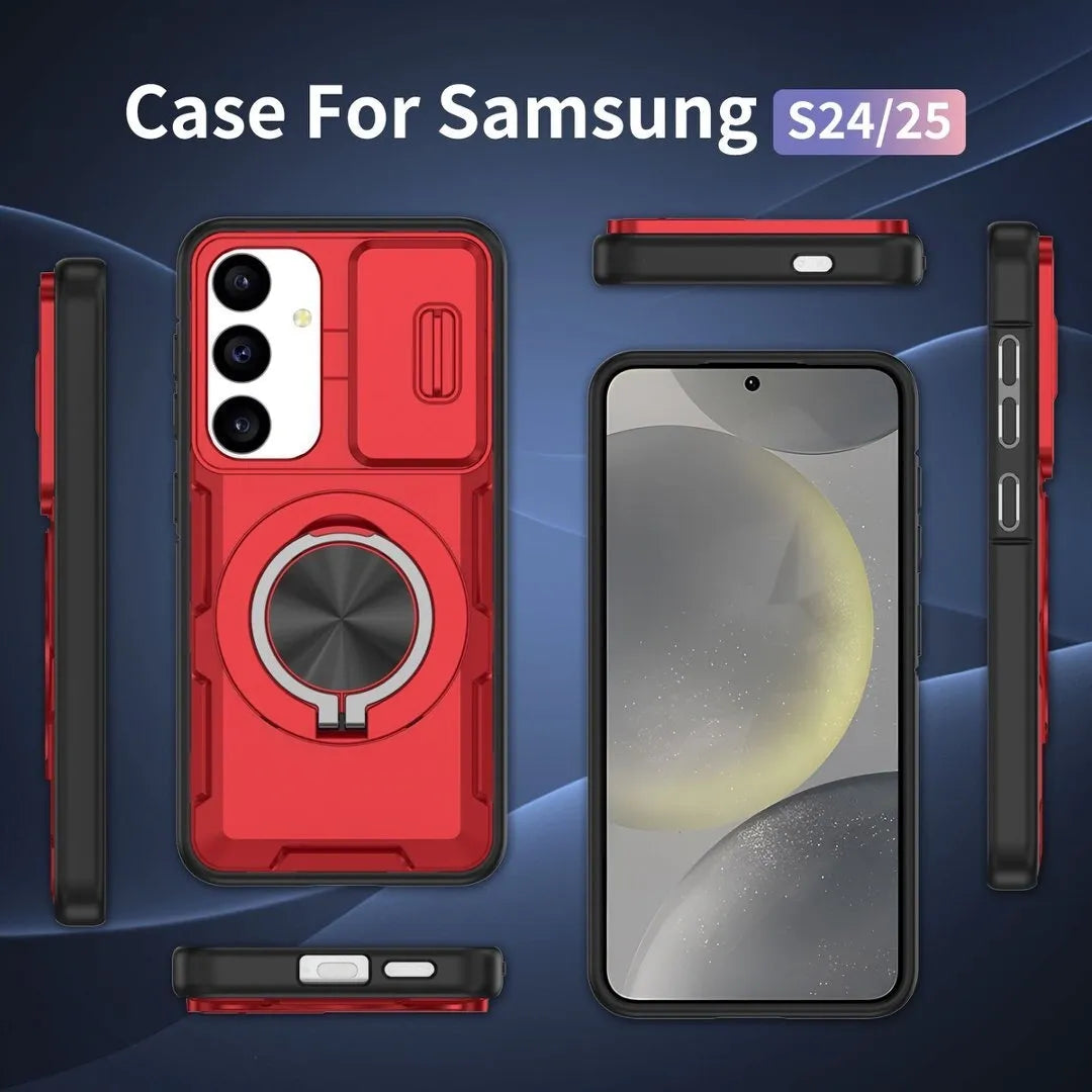 2-in-1 Magnetic Sliding Lens Case, Red for Samsung S25 V1293-MCHHS-25