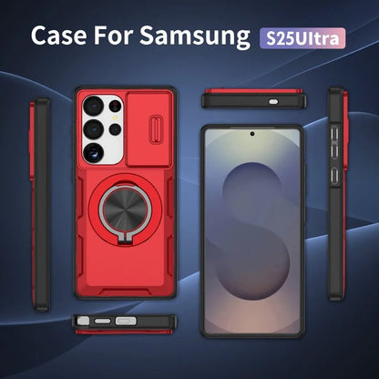 2-in-1 Magnetic Sliding Lens Case, Red for Samsung S25Ultra V1293-MCHHS-25U