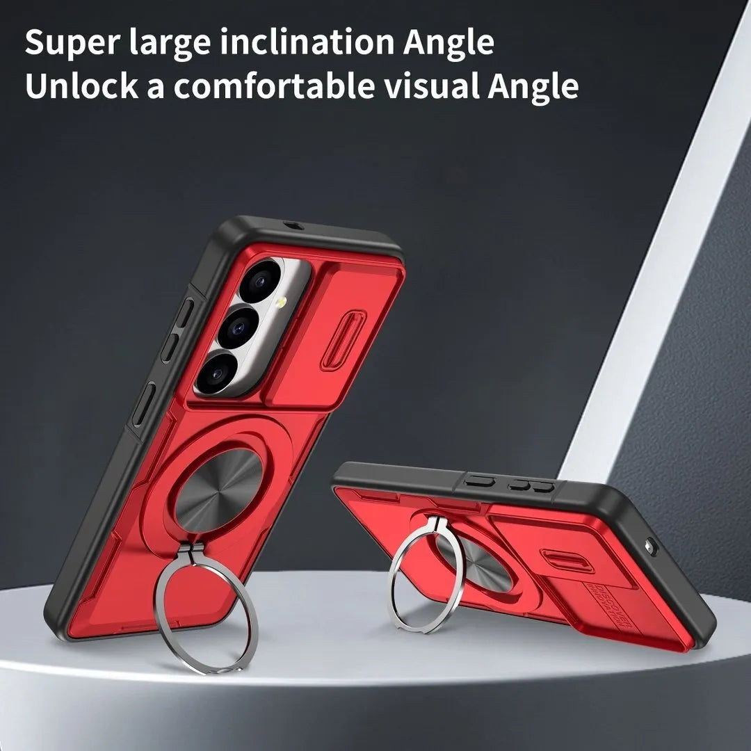 2-in-1 Magnetic Sliding Lens Case, Red for Samsung S26 V1293-MCHHS-26