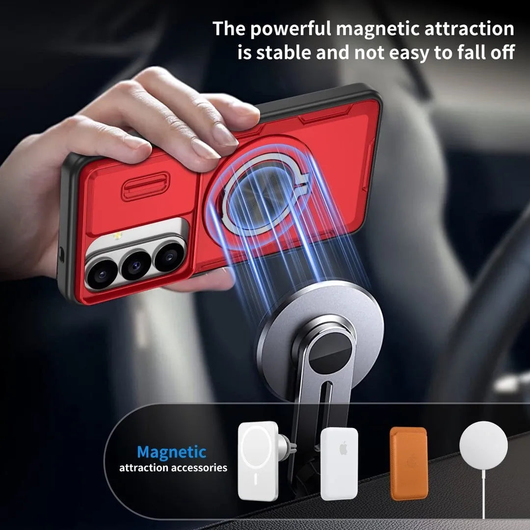 2-in-1 Magnetic Sliding Lens Case, Red for Samsung S26 V1293-MCHHS-26