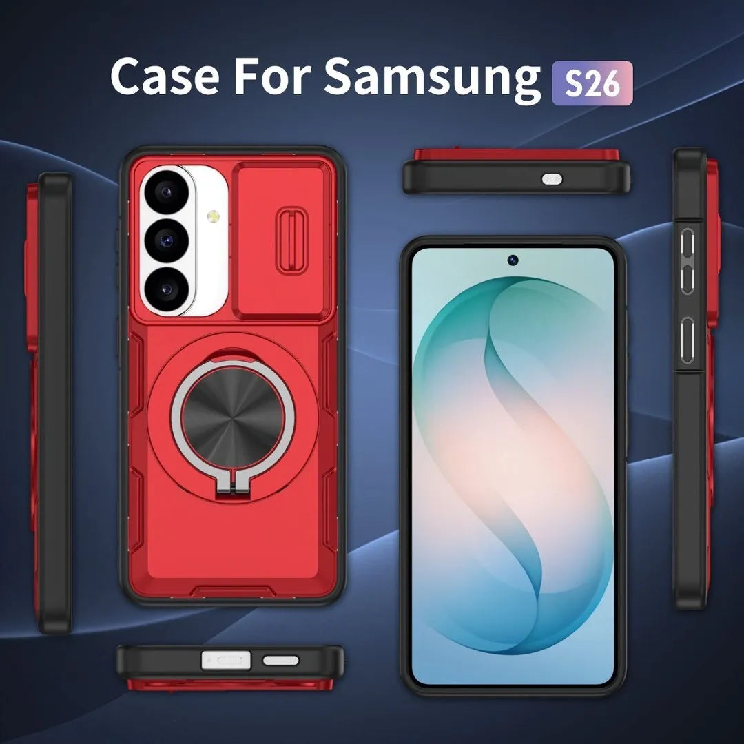 2-in-1 Magnetic Sliding Lens Case, Red for Samsung S26 V1293-MCHHS-26