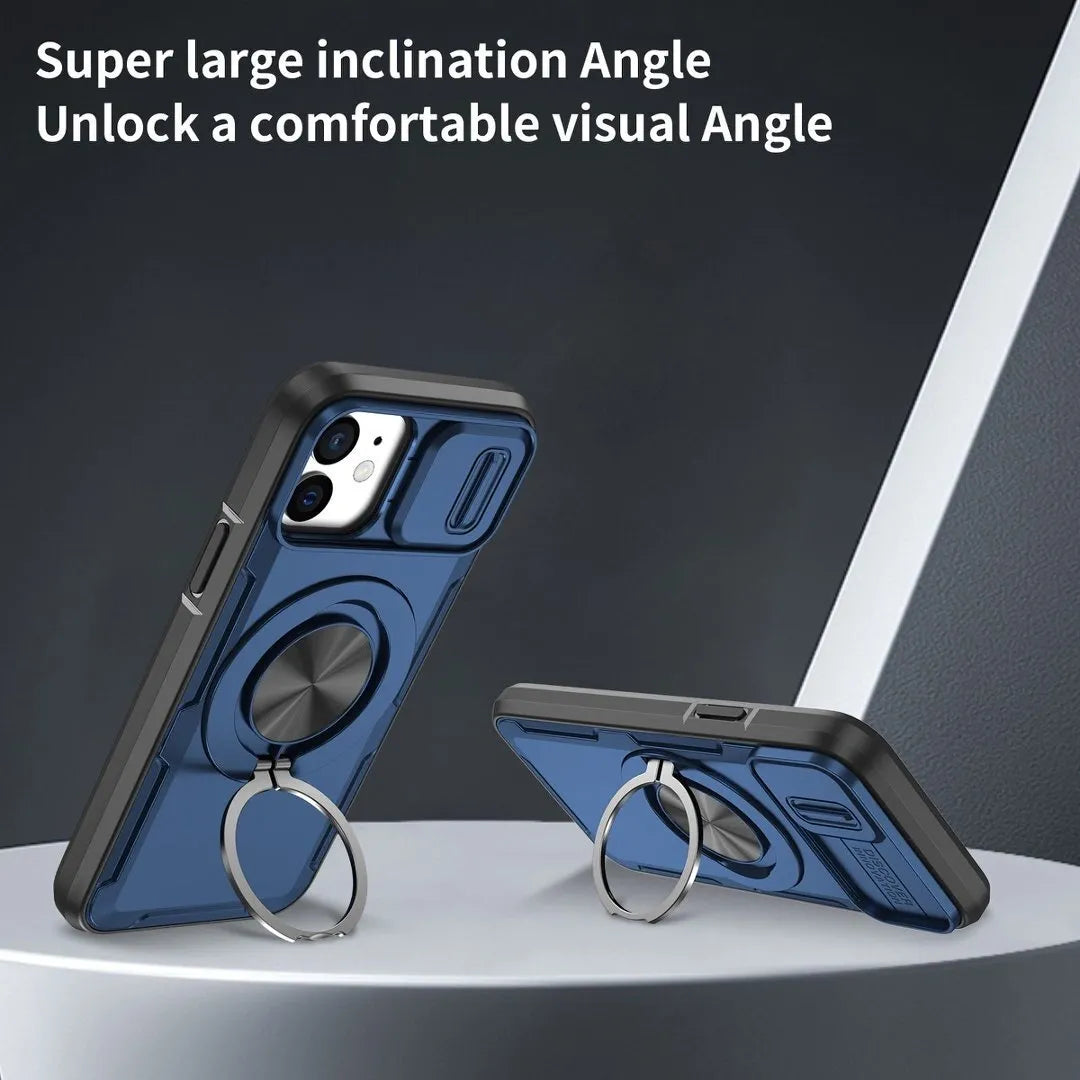 2-in-1 Magnetic Sliding Lens Case, Blue for iPhone 12 V1293-MCHLS-12