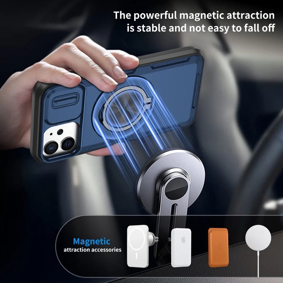 2-in-1 Magnetic Sliding Lens Case, Blue for iPhone 12 V1293-MCHLS-12