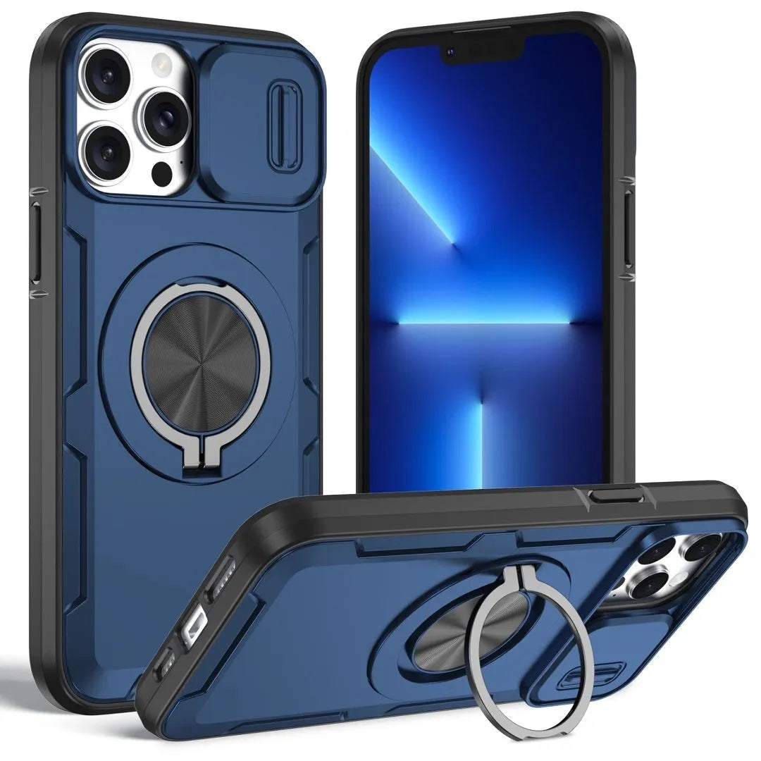 2-in-1 Magnetic Sliding Lens Case, Blue for iPhone 12 Pro Max V1293-MCHLS-12PM