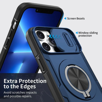 2-in-1 Magnetic Sliding Lens Case, Blue for iPhone 12 Pro Max V1293-MCHLS-12PM