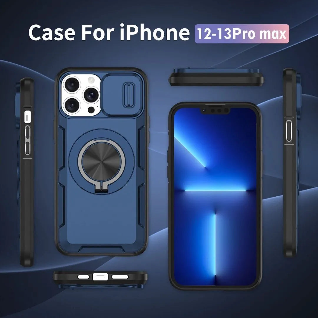 2-in-1 Magnetic Sliding Lens Case, Blue for iPhone 13 V1293-MCHLS-13