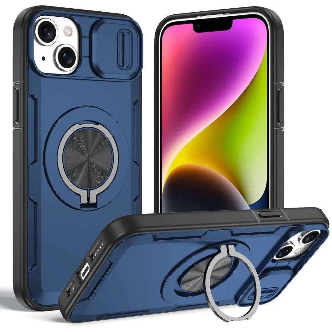 2-in-1 Magnetic Sliding Lens Case, Blue for iPhone 14 Plus V1293-MCHLS-14PLUS