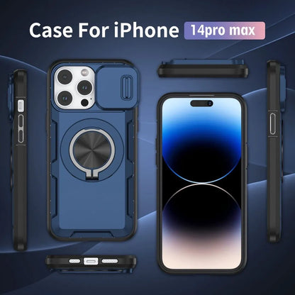 2-in-1 Magnetic Sliding Lens Case, Orange for iPhone 14 Pro Max V1293-MCHLS-14PM