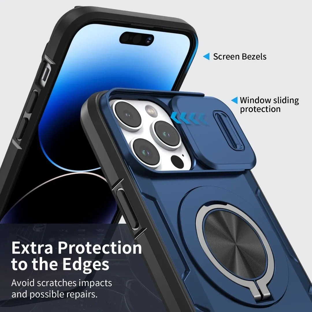 2-in-1 Magnetic Sliding Lens Case, Orange for iPhone 14 Pro Max V1293-MCHLS-14PM