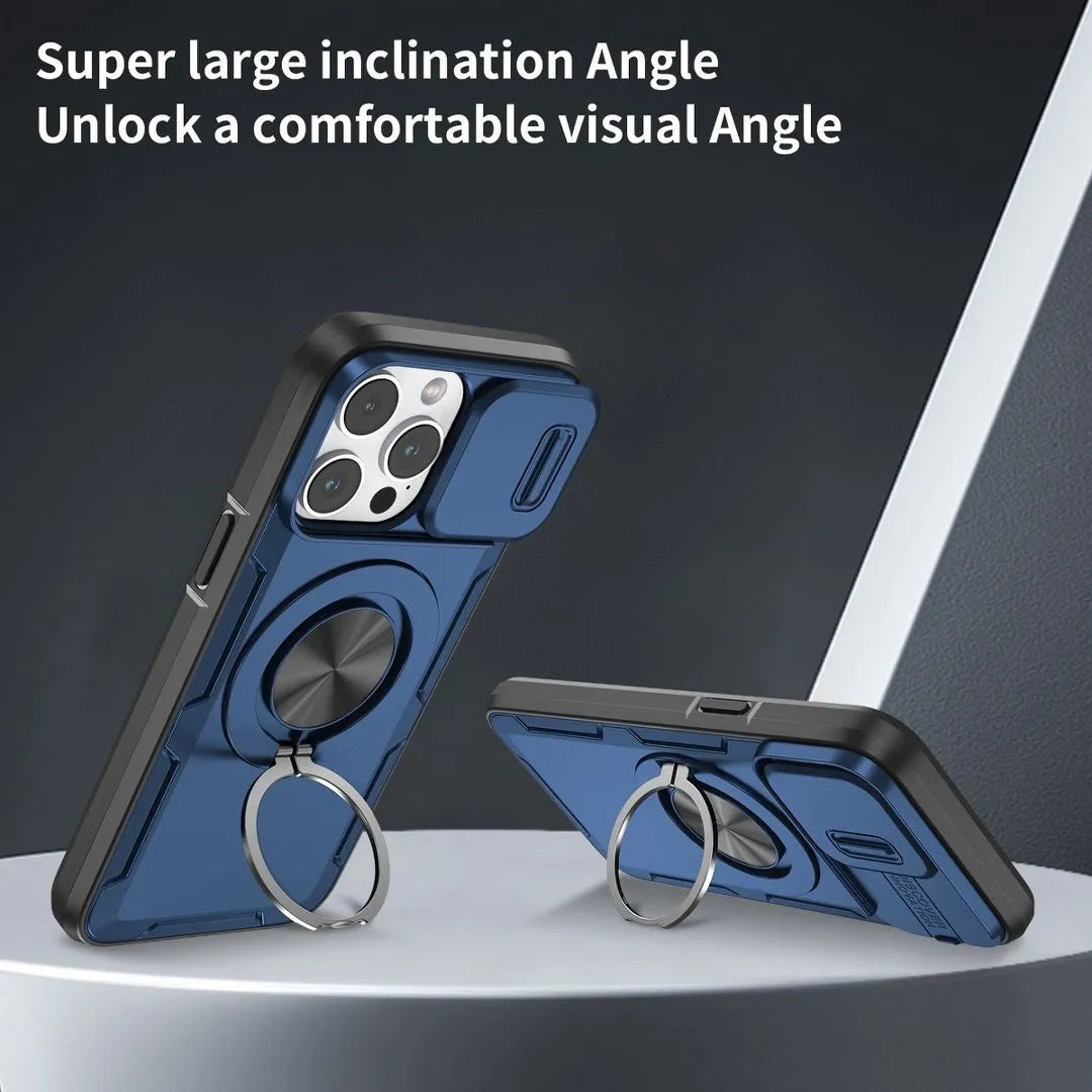2-in-1 Magnetic Sliding Lens Case, Orange for iPhone 14 Pro V1293-MCHLS-14PRO
