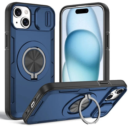 2-in-1 Magnetic Sliding Lens Case, Blue for iPhone 15 Plus V1293-MCHLS-15PLUS