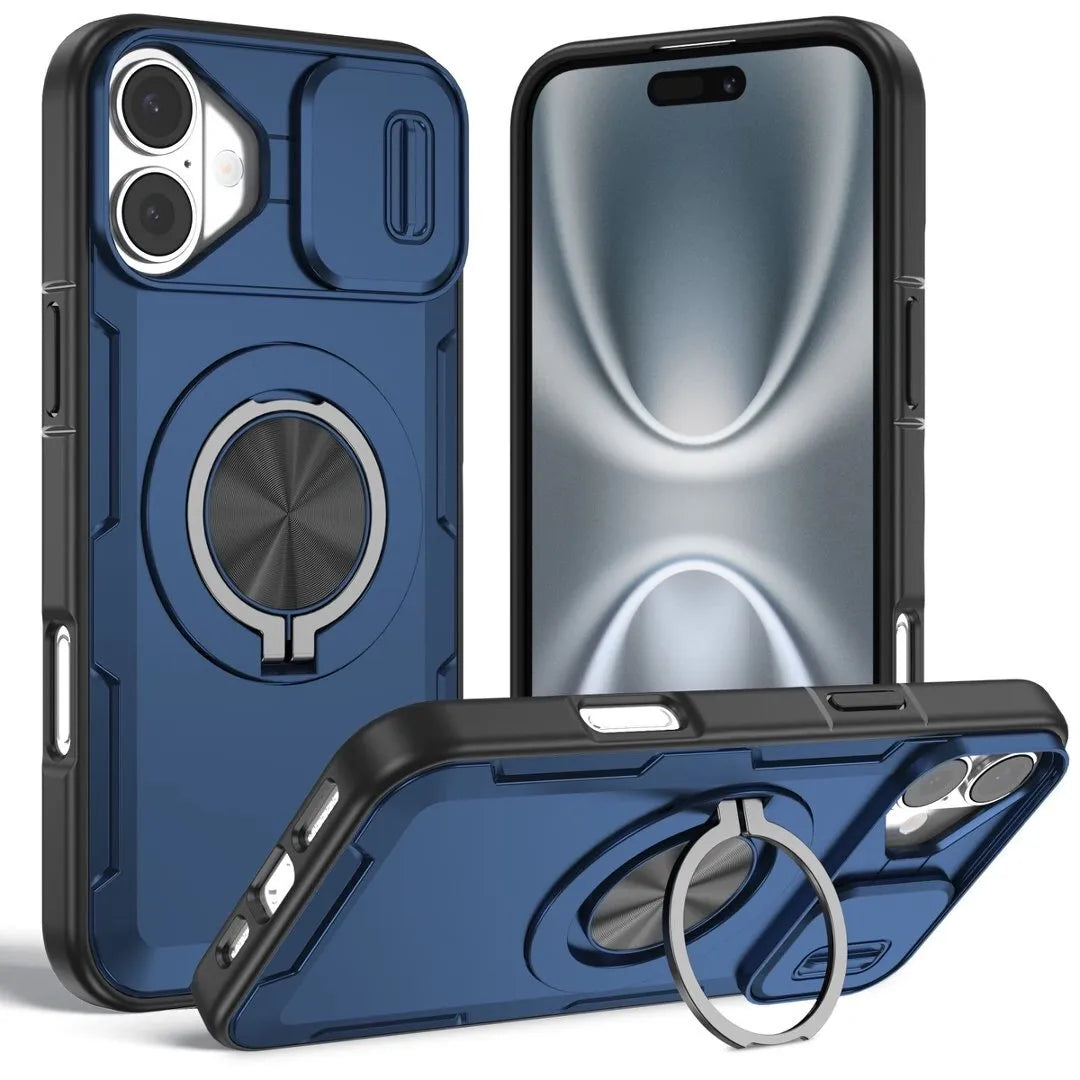 2-in-1 Magnetic Sliding Lens Case, Blue for iPhone 16 Plus V1293-MCHLS-16PLUS